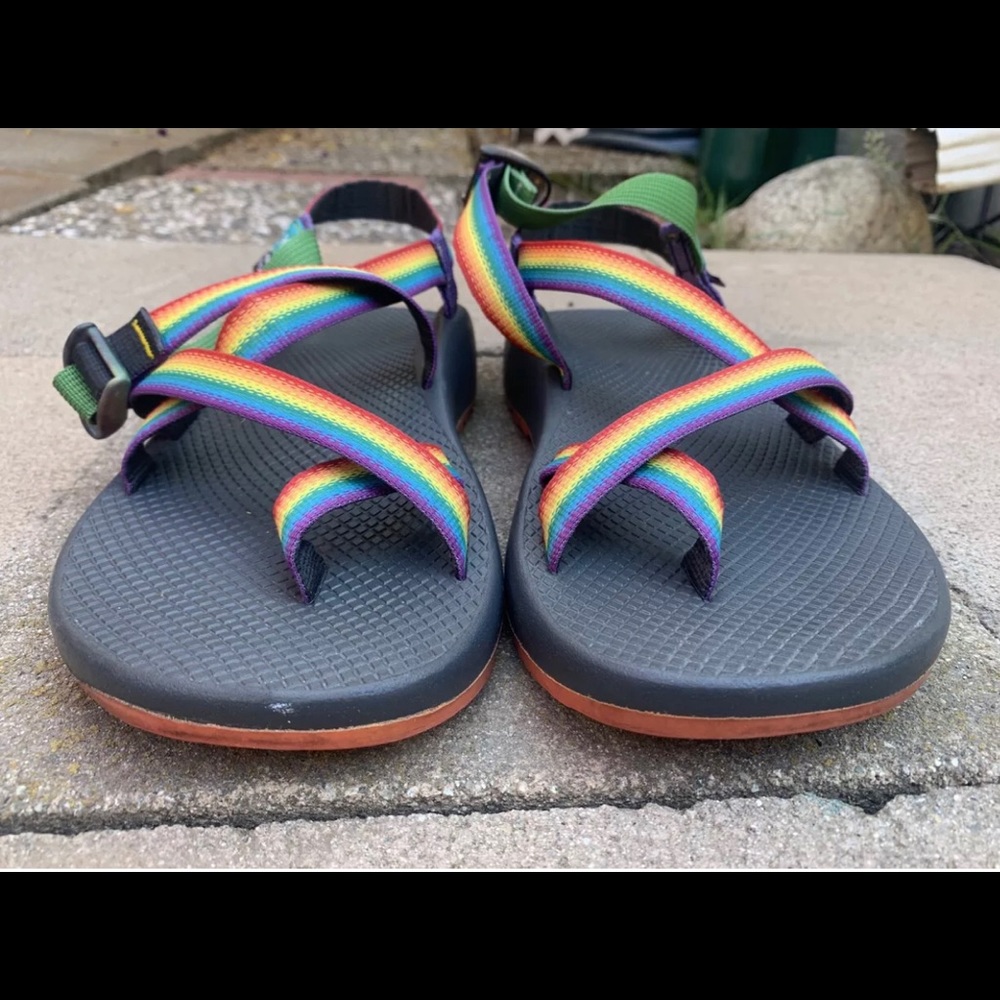 Rainbow chaco sandals. Women’s 12. Men’s 10